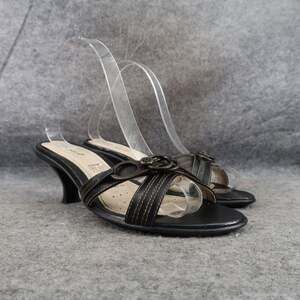 Andrea Shoes Womens 7.5 Heeled Sandal Slip On Fashion Classic Going Out Leather